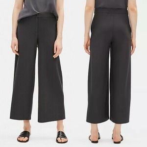 Eileen Fisher Graphite Washable Stretch Crepe Wide Leg Ankle Pant 18W